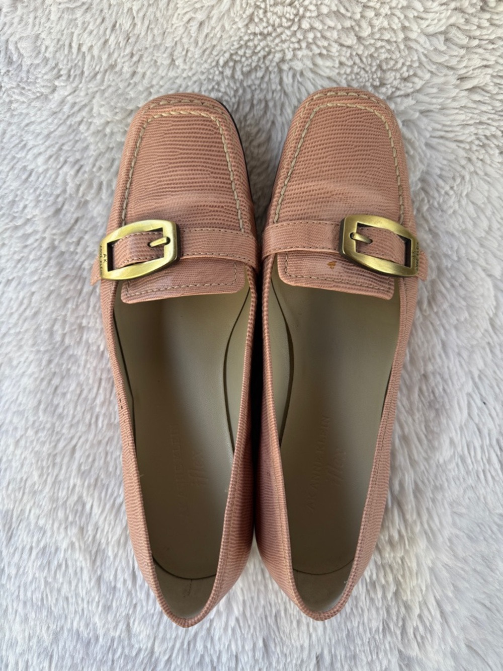 Women's Anne Klein Pink Buckle Loafers